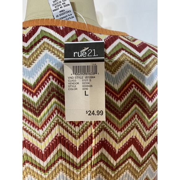 New Chevron 70s Style Orange Brown Cutout Dress Rue21 Women's Juniors Large - Picture 7 of 11